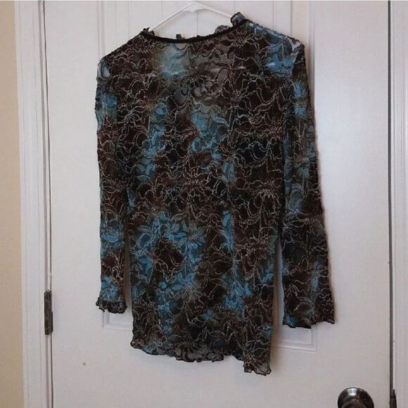 Tribal Semi Sheer Blouse Size Large - Picture 6 of 7